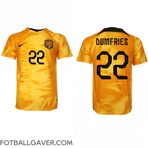 Nederland Denzel Dumfries #22 Fotballklær Hjemmedrakt VM 2022 Kortermet
